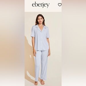 NWT Eberjey TENCEL Gisele PJ Set Ice Blue/ivory